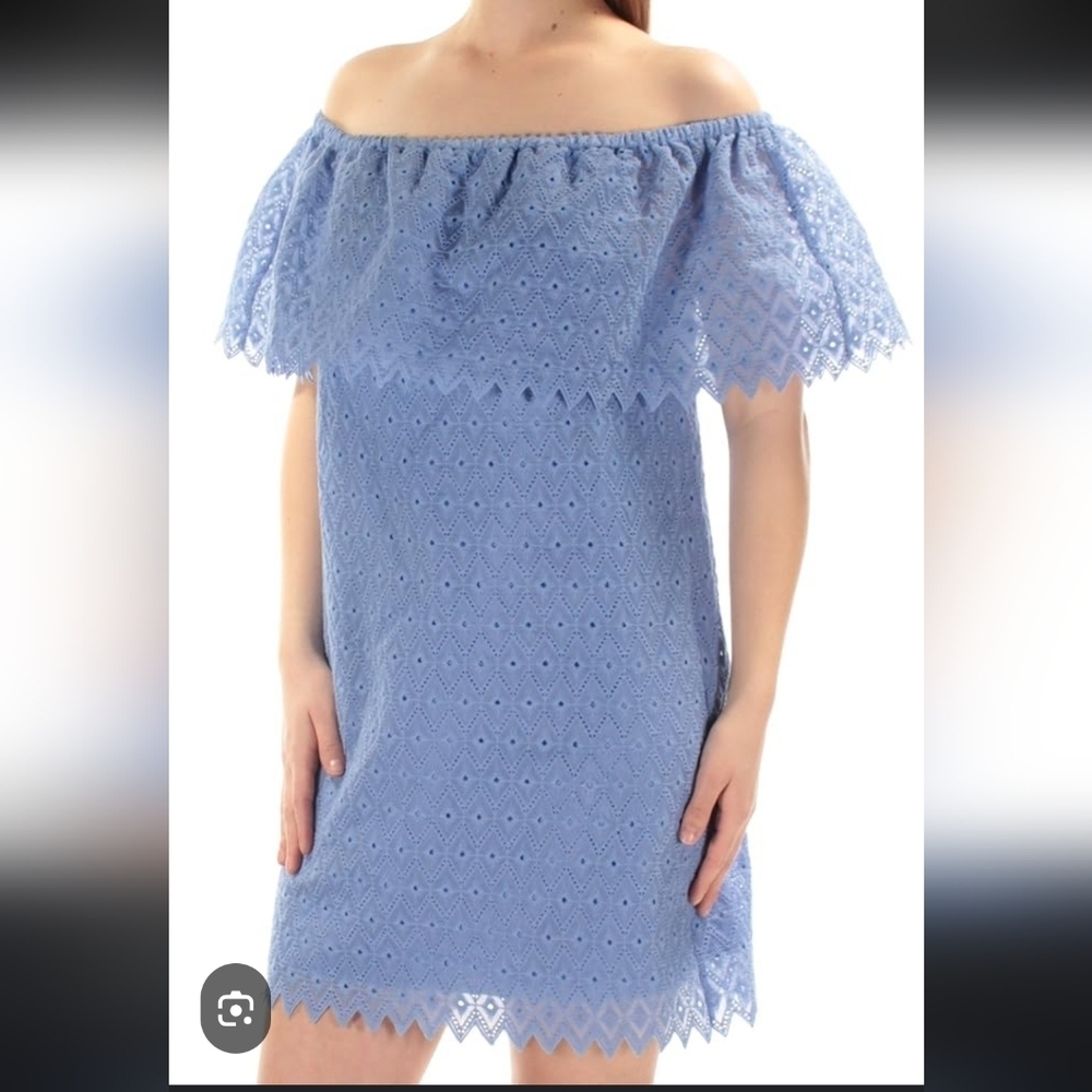 Kensie Strapless Blue Lace Dress